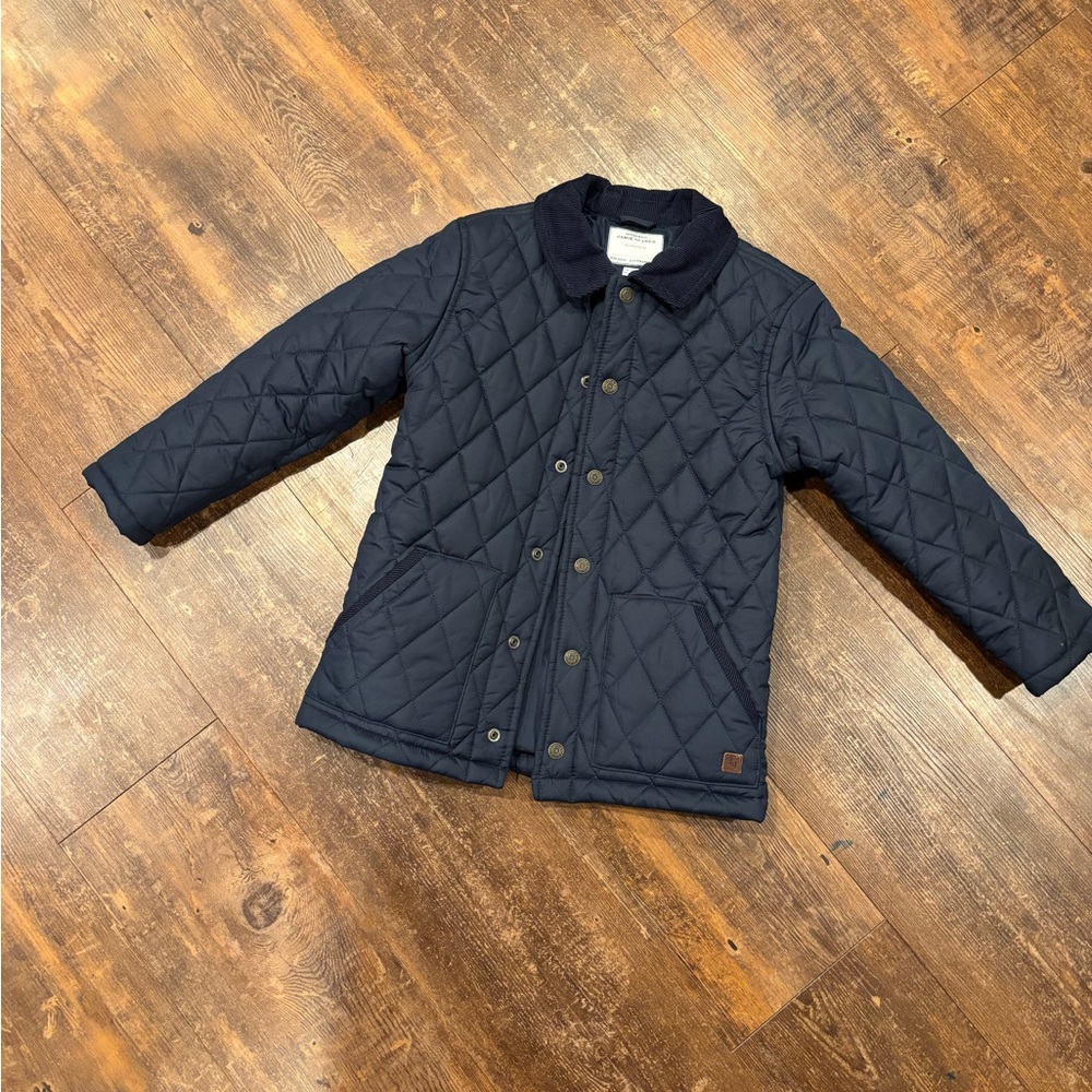 Janie and Jack Blue Puffer Jacket with Quilted Design and Standard Collar
